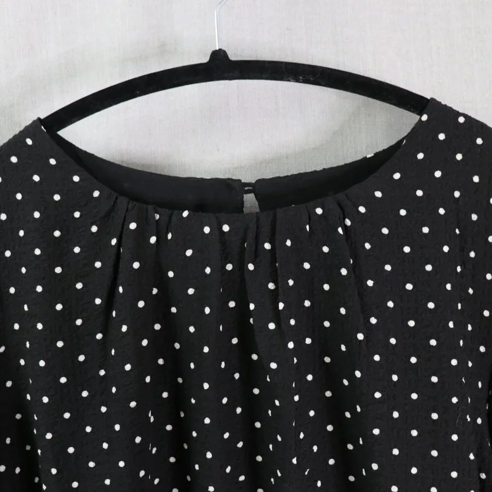 Draper James Polka Dot Ruffle Dress Women’s XXL Black White Long Sleeve Tiered - Picture 7 of 16
